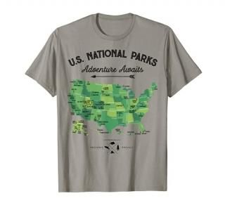 62 National Parks Map Gifts US Park Vintage Camping Hiking T-Shirt