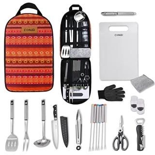 CONJGI Portable Camping Cooking Utensils Set - 19 PCS Outdoor Camping Cookware S