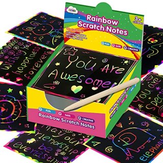 ZMLM Rainbow Scratch Mini Art Notes - 125 Magic Scratch Note Off Paper Pads Card