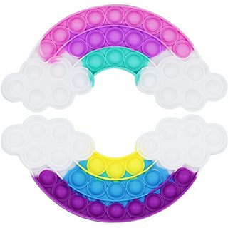 2 Packs Rainbow Push Pop Fidget Toy Push & Pop Bubble Fidget Sensory Toy for Chi