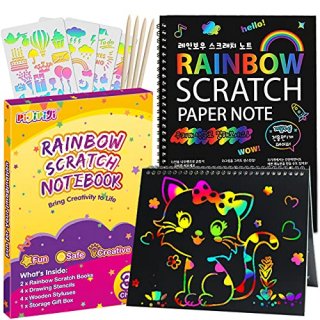 pigipigi Scratch Paper Art for Kids - 59 Pcs Magic Rainbow Scratch Paper Off Set
