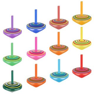 12 Pieces Wood Spinning Colorful Tops for Kids Wooden Gyroscopes Toy Educational