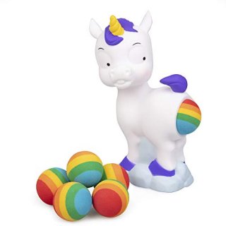 Hog Wild Pooping Unicorn Popper Toy - Pop Foam Balls Up to 20 Feet - 6 Balls Inc
