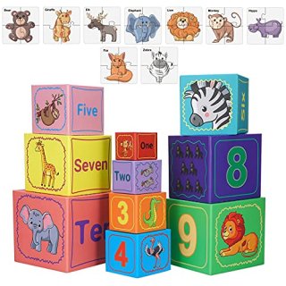 Nesting and Stacking Blocks Stacking Toys for Toddlers Plus Animal Puzzle Toys S