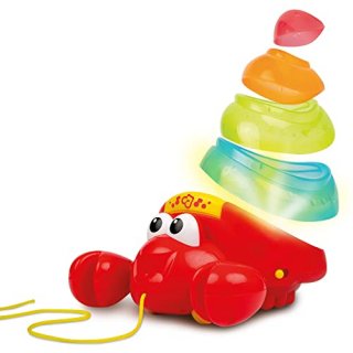 KiddoLab Pull Along Crab Stacker - Baby Pull Toy with Stackable Rainbow Cups Sta