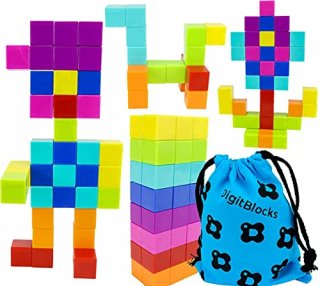 Brainspark DigitBlocks 48 Pcs Magnetic Building Blocks 8 Colors Sensory Toys for
