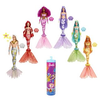 Barbie Color Reveal Mermaid Doll with 7 Unboxing Surprises Metallic Blue with Ra