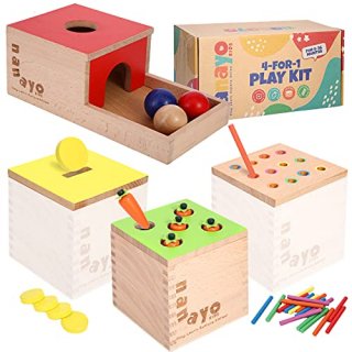 nanayo 4-for-1 Play Kit Includes Object Permanence Box Montessori Coin Box Carro
