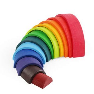 12pcs Rainbow Stacker Montessori Toys for Toddlers Wooden Building Block Wooden 