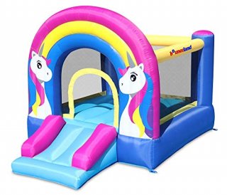 Bounceland Rainbow Unicorn Bounce House with Slide 9.8 ft L x 6.8 ft W x 6.5 ft 