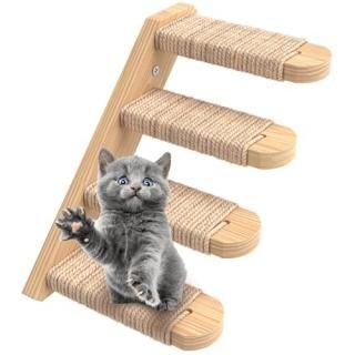 Skywin Cat Steps - Solid Rubber Wood Cat Wall Stairs Great for Scratching and Cl