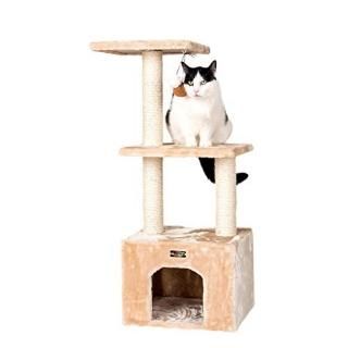 Armarkat 3-Tier Cat Tree Furniture with Sisal Scartching Post Beige 16l x 14w x 