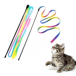 LASOCUHOO Interactive Cat Rainbow Wand Toys Interactive Cat Teaser Wand String C