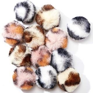 12 Pieces Large Plush Soft Artificial Fur Patch Puff Pom Balls Cat Toy Balls 2 I