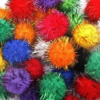 Youngever 30 Pack 1 Inch Cat Sparkle Balls Cat Glitter Balls Pom Pom Balls Inter