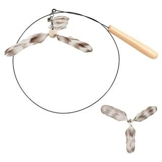 FUKUMARU Cat Wand Toy 35.5 Inch Steel Wire Cat Feather Toy with Bell Cat Toy for