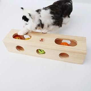 Litewood Whack a Mole Solid Wooden Puzzle Box Interactive Cat Toy Play Toy Bell 