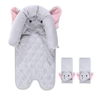 Hudson Baby Unisex Baby Car Seat Insert and Strap Covers Pretty Elephant One Siz