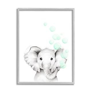 Stupell Industries Cute Cartoon Baby Elephant Zoo Animal Painting Design by Stud