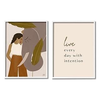 Stupell Industries Live Everyday with Intention Woman Resting Against Elephant D