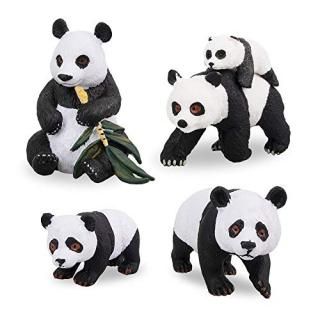 Toymany 4PCS Solid Panda Figurines Toy Set 2-4 Realistic Plastic Jungle Animals 