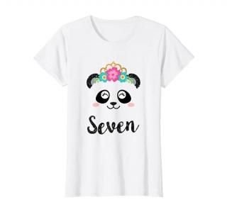 Panda Girl 7th Birthday Outfit Kids Seventh Birthday Shirt