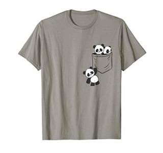 For Panda Lovers Cute Kawaii Baby Pandas In Pocket T-Shirt
