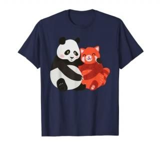 Cute Kawaii Panda Hugging Red Panda T-Shirt