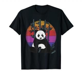 Retro Cute Eating Panda T-Shirt