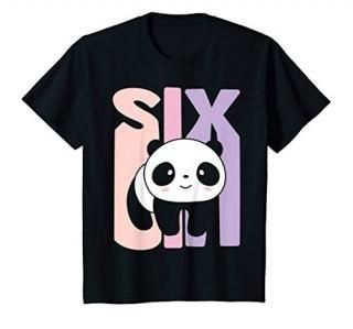 Kids 6 Year Old Cute Panda Birthday Girl 6th B-day T-Shirt