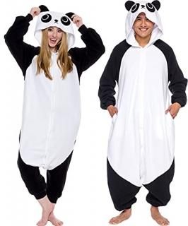 Silver Lilly Adult Pajamas - Plush One Piece Cosplay Animal Costume Panda M