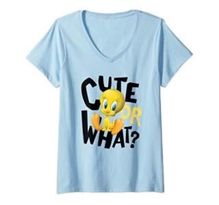 Womens Looney Tunes Tweety Cute or What V-Neck T-Shirt