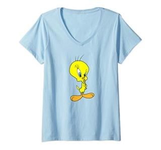 Womens Looney Tunes Tweety Bird V-Neck T-Shirt