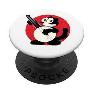 Felix Cat Plays Banjo Vintage Cartoon Retro Graphic Tee PopSockets Swappable Pop