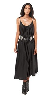 Seta Apparel Women's Malibu Scoop Neck Long Dress Black Medium