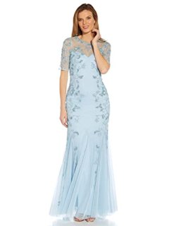 Adrianna Papell Women's Beaded Gown with Godets Elegant Sky 8