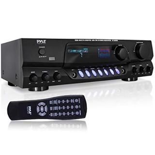 Pyle 200W Home Audio Power Amplifier - Stereo Receiver w/AM FM Tuner 2 Microphon