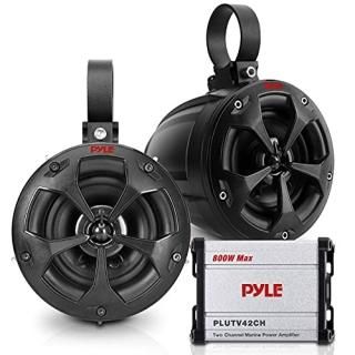 Waterproof Off-Road Speakers with Amplifier - 4 Inch 800W 2-Channel Marine Grade