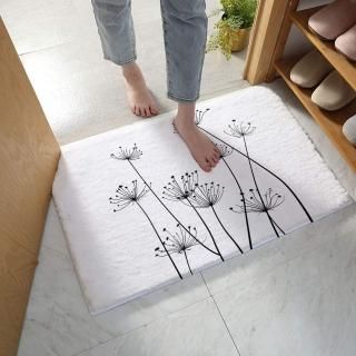 Prime Leader Bathroom Rug Shaggy Bath Mat Beauty Dandelion Plant Pattern Black a