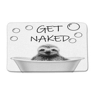 Sunhe Sloth Bath Mat Black and White Sloth Portrait Funny Quote Get Naked in Bat