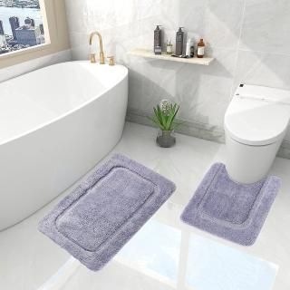 SIKIART Microfiber Bathroom Rugs Set 2 Pieces U-Shaped Contoured Toilet Bath Mat