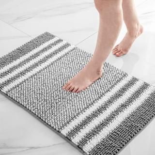Vtialati Chenille Striped Bathroom Rug 20x32 Inch Extra Soft Absorbent Fluffy No