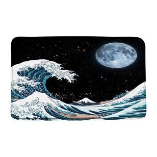 Hokusai Great Wave Moon Bath MatJapanese Great Wave of Kanagawa Ocean Boat Mount