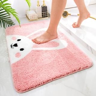 IcosaMro Pink Bathroom Rugs Non Slip Bath Rug Mat Washable Microfiber Terry Wate