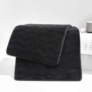 Memory Foam Bath Mat Set Non Slip Absorbent Bathroom Rug Sets for Toliet in Blac