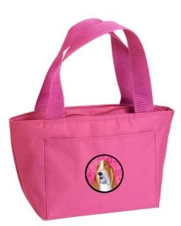 Caroline's Treasures SS4804-PK Basset Hound Lunch or Doggie Bag Large Pink by Ca