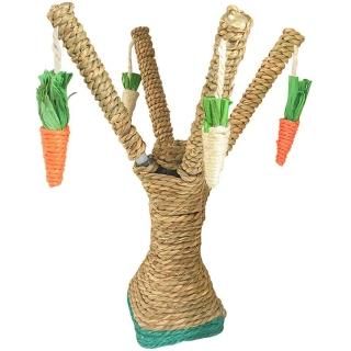 Hamiledyi Pet Bunny Fun Tree Rabbit Chew Toy Rattan Grass Scratcher Climbing Tre