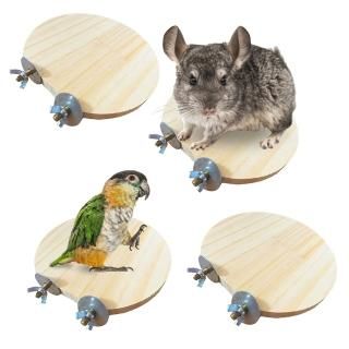 Hamiledyi 4 Pcs Natural Wood Hamster Stand Platform?Rat Activity Playground Chin