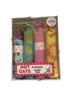 HotCat Catnip Sausage Toys 4 Pack - Package of Four 4 Hot Cat Catnip Sausages 