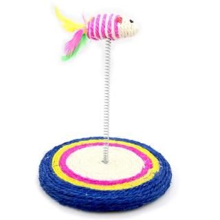Interactive Cat Toy - Spring Mouse Toy with Scratcher for Cats - Sisal Hemp Rope